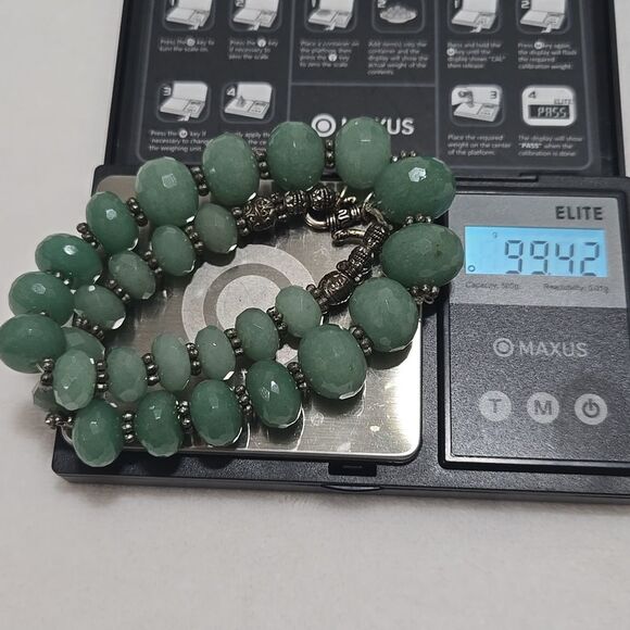 Heavy Natural Green Jade Necklace - Picture 8 of 9